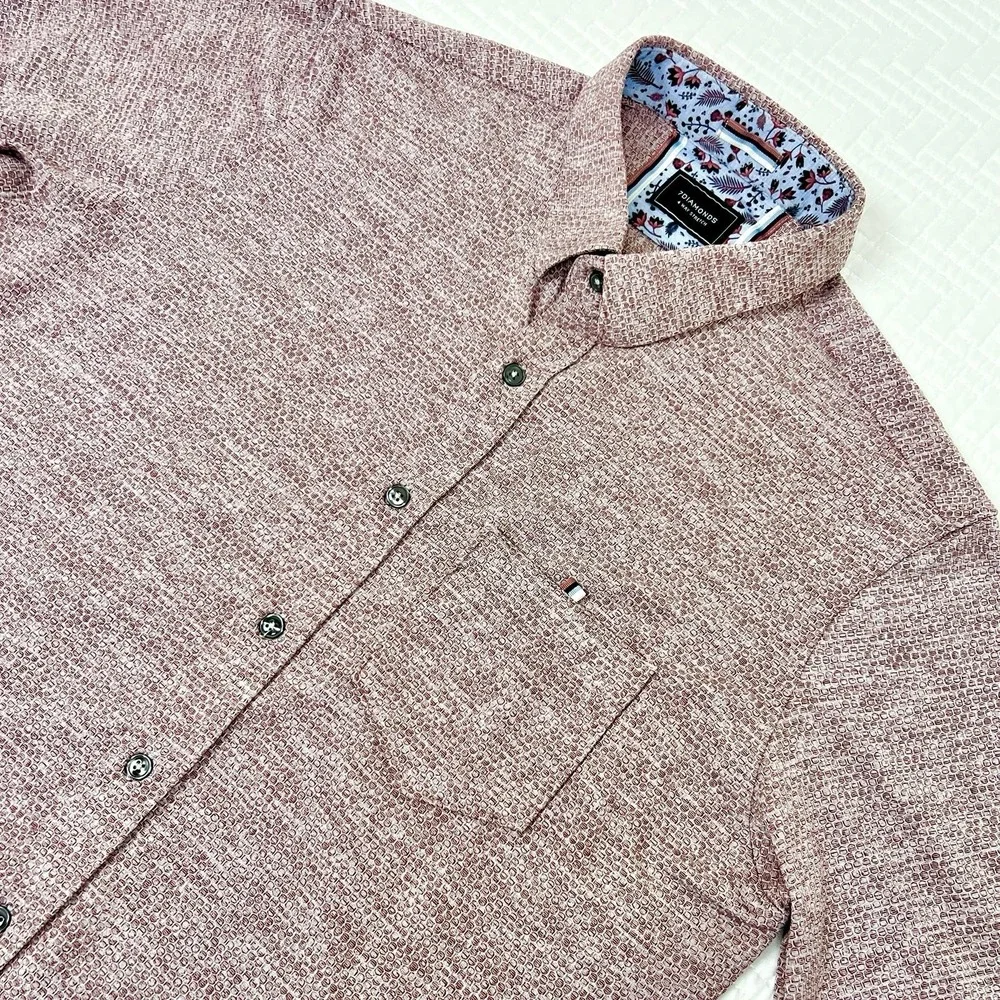 7 Diamonds Vision of Love Jacquard 4 Way Stretch Mens M Short Sleeve Shirt